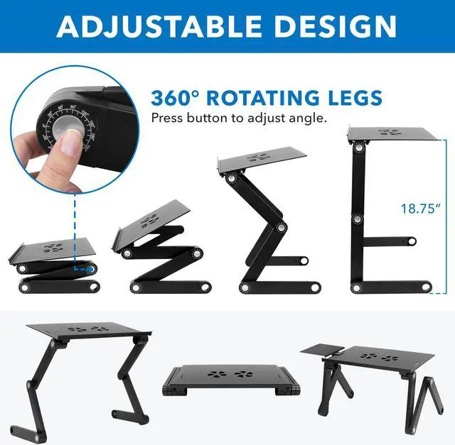 Alt view image 5 of 15 - Mount-It! Adjustable Laptop Stand with Built-In Cooling Fan | Fits Up to 17" Screens