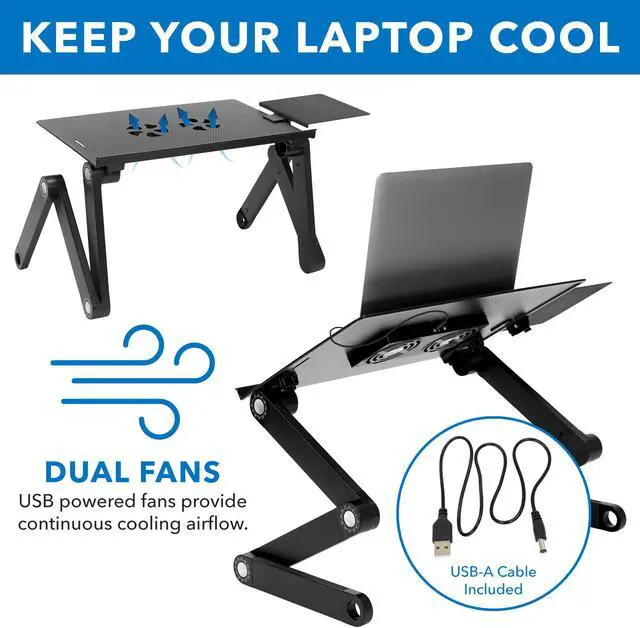 Alt view image 4 of 15 - Mount-It! Adjustable Laptop Stand with Built-In Cooling Fan | Fits Up to 17" Screens