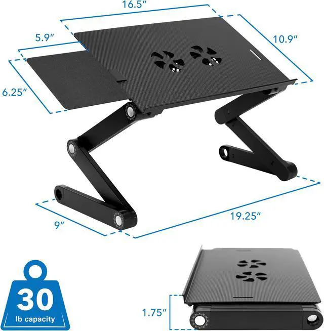 Alt view image 3 of 15 - Mount-It! Adjustable Laptop Stand with Built-In Cooling Fan | Fits Up to 17" Screens