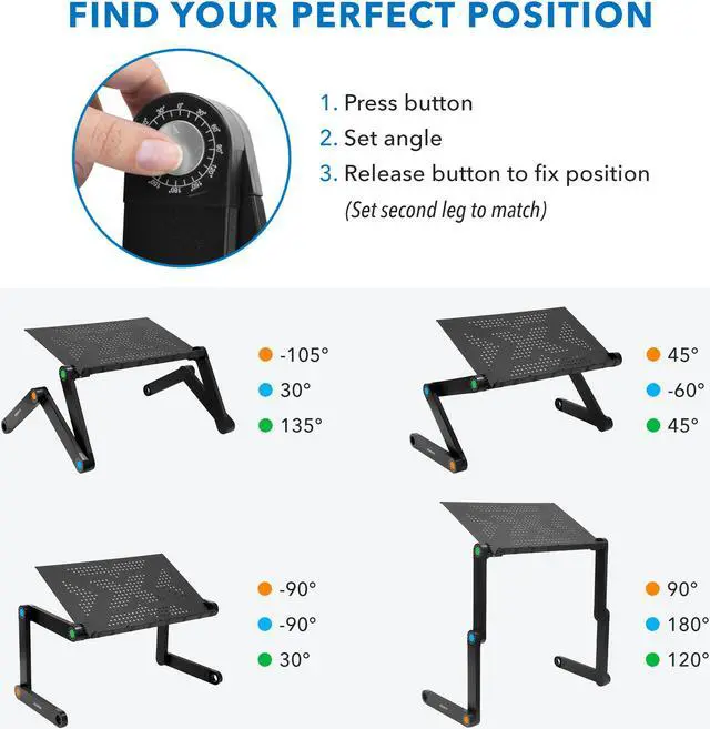 Alt view image 3 of 16 - Mount-It! Notebook Stand | Adjustable Vented Notebook Table |Portable and Lightweight