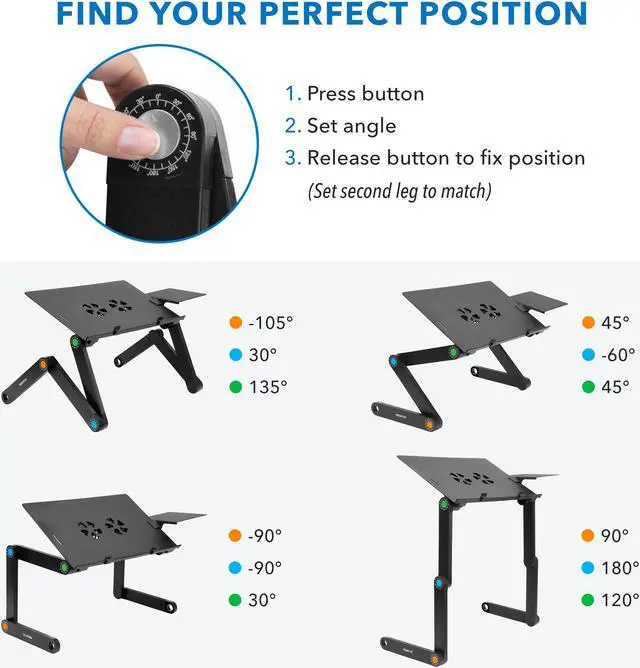 Alt view image 2 of 15 - Mount-It! Adjustable Laptop Stand with Built-In Cooling Fan | Fits Up to 17" Screens