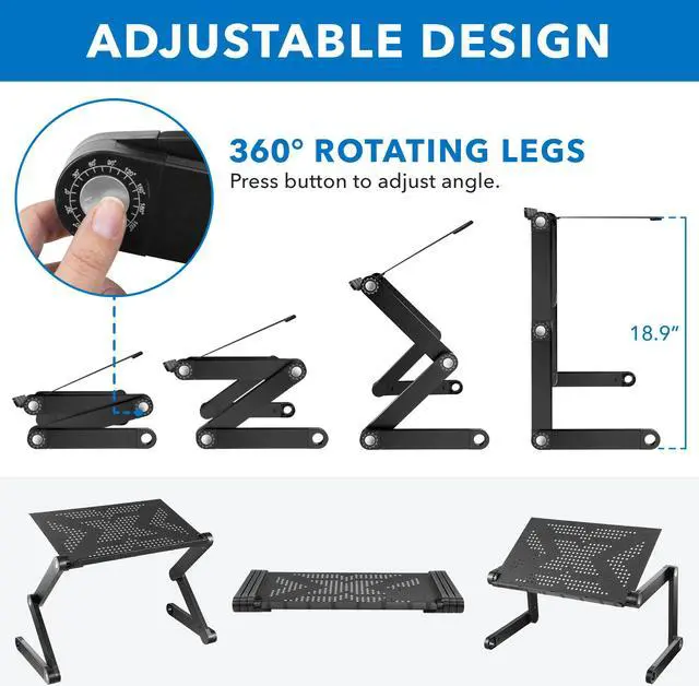 Alt view image 5 of 16 - Mount-It! Notebook Stand | Adjustable Vented Notebook Table |Portable and Lightweight