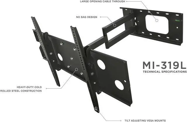Alt view image 3 of 8 - Mount-It! Full Motion TV Mount | Fits 55"-80" TVs | 26" Wall Extension