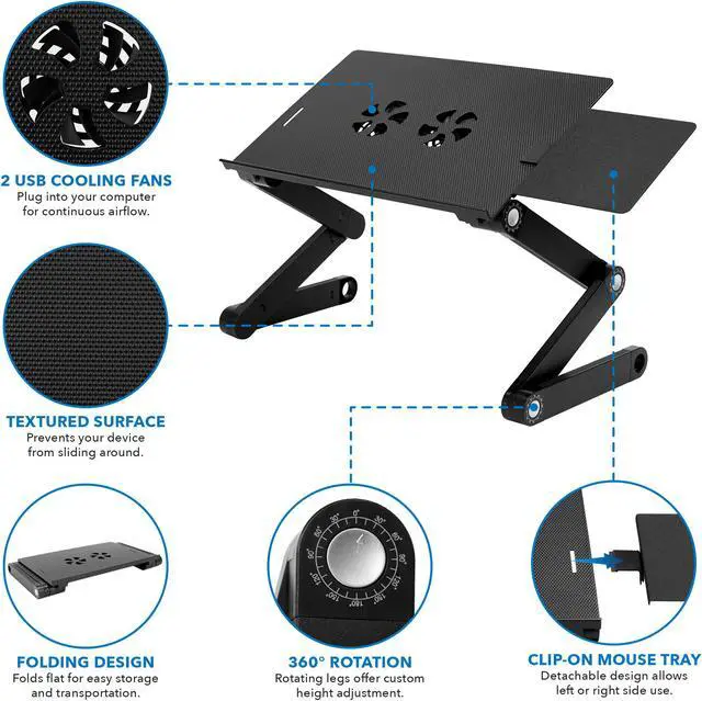 Alt view image 6 of 15 - Mount-It! Adjustable Laptop Stand with Built-In Cooling Fan | Fits Up to 17" Screens