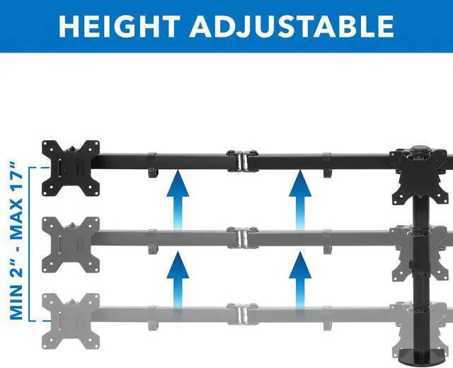 Alt view image 5 of 14 - Mount-It! Adjustable Triple Monitor Mount Up to 32" Black MI-753XL