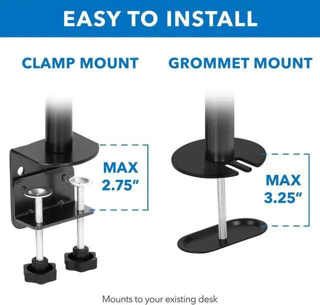 Alt view image 4 of 14 - Mount-It! Adjustable Triple Monitor Mount Up to 32" Black MI-753XL