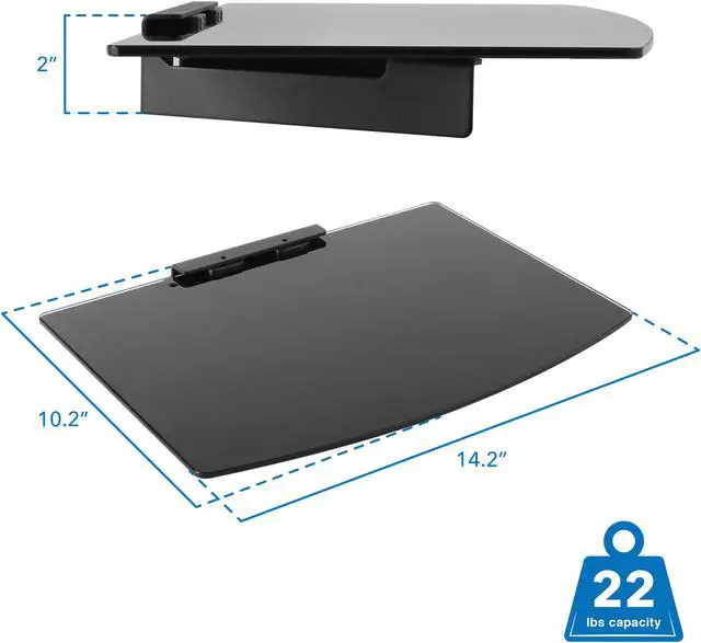 Alt view image 4 of 13 - Mount-It! A/V Component Wall Mounted Glass Shelf