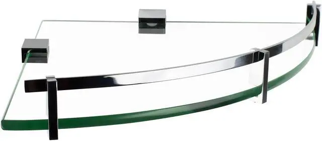 Main image of Mount-It! Corner Glass Shelf with Chrome Rail