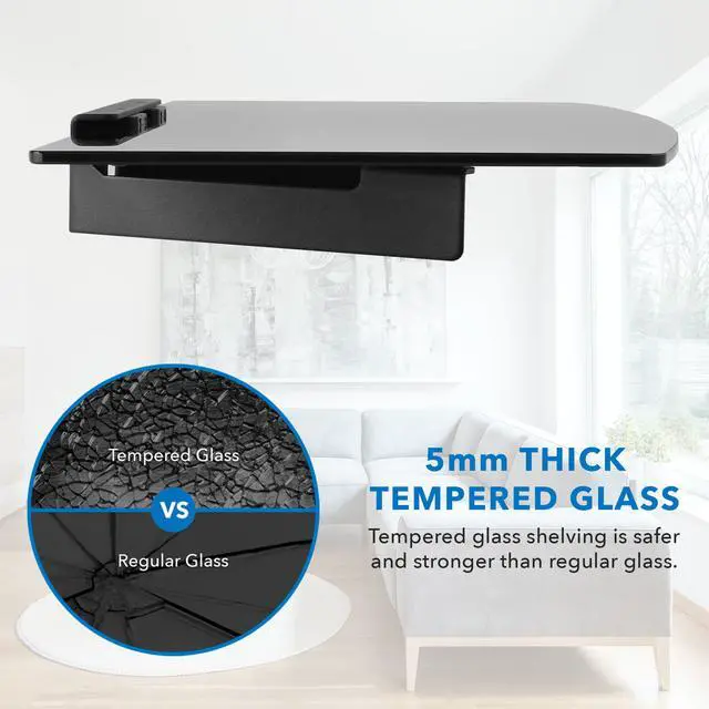 Alt view image 5 of 13 - Mount-It! A/V Component Wall Mounted Glass Shelf