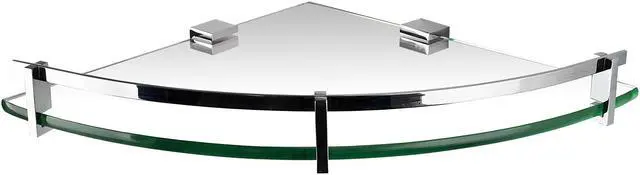 Alt view image 5 of 6 - Mount-It! Corner Glass Shelf with Chrome Rail