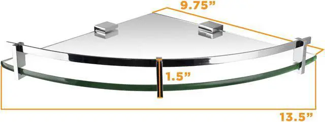 Alt view image 2 of 6 - Mount-It! Corner Glass Shelf with Chrome Rail