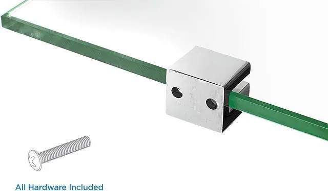 Alt view image 3 of 6 - Mount-It! Corner Glass Shelf with Chrome Rail