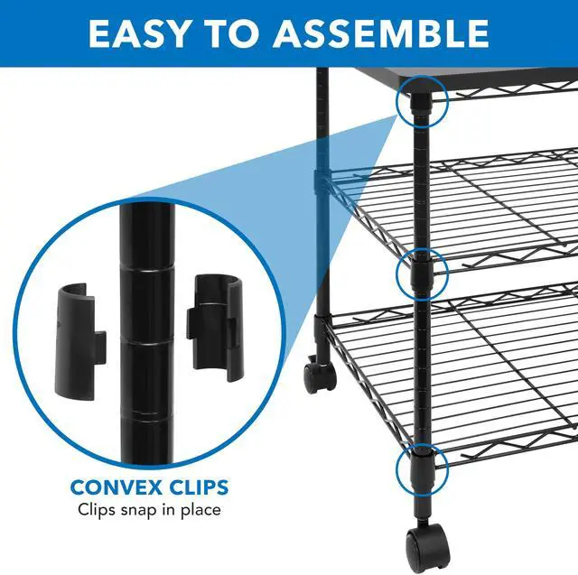 Alt view image 4 of 7 - Mount-It! Three-Tier Large Printer Cart with Wheels