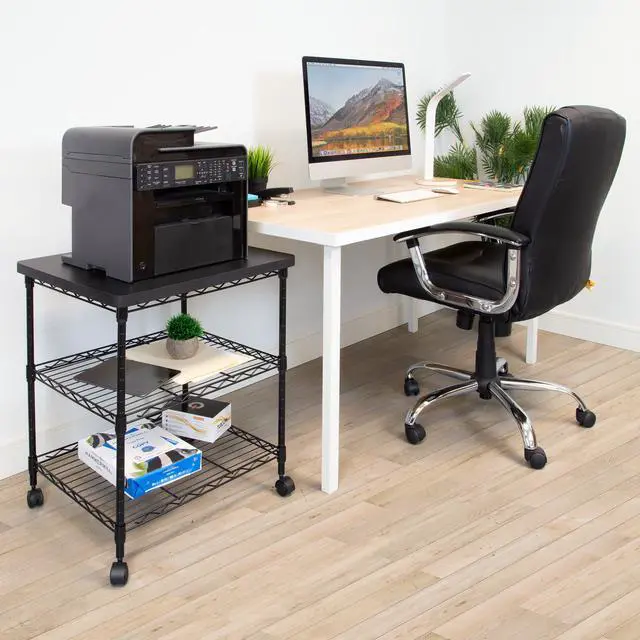 Alt view image 2 of 7 - Mount-It! Three-Tier Large Printer Cart with Wheels