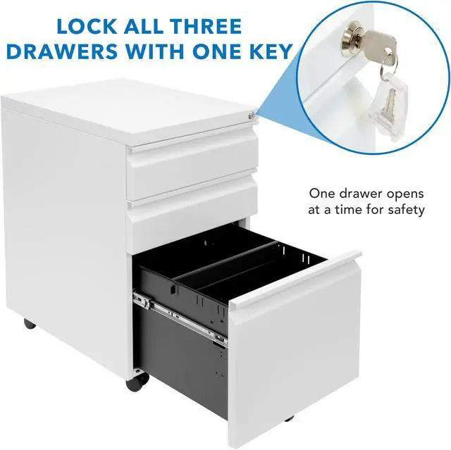 Alt view image 4 of 7 - Mount-It! Mobile File Cabinet with 3 Drawers | Lockable