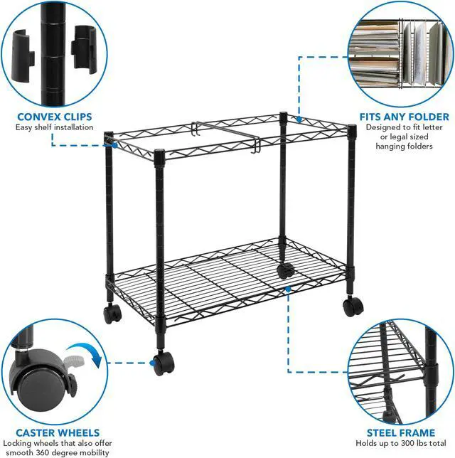 Alt view image 4 of 9 - Mount-It! Rolling File Cart with Folder Rack