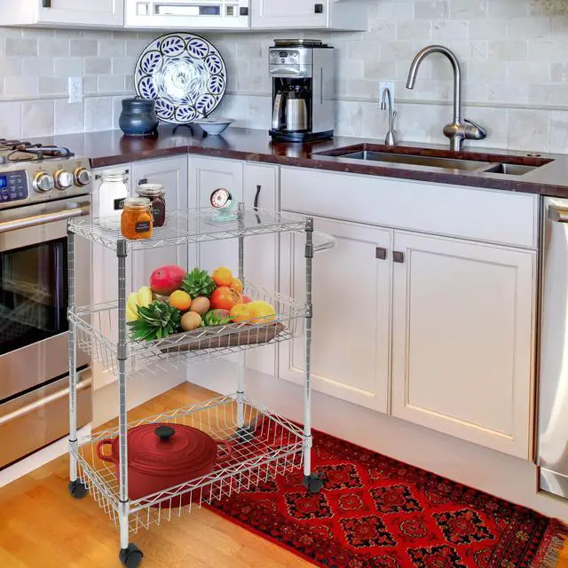 Alt view image 7 of 13 - Mount-It! 3-Tier Rolling Utility Cart | Silver