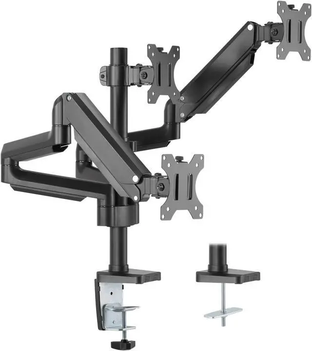 Main image of Mount-It! Adjustable Triple Monitor Mount with Gas Spring Arms Up to 27" Black (MI-4753B)