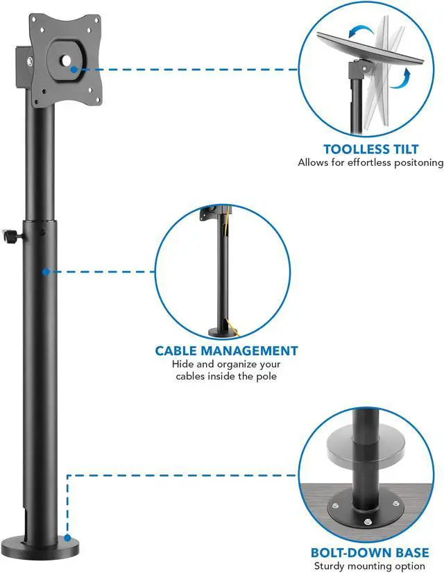 Alt view image 2 of 13 - Mount-It! Adjustable POS Monitor Mount Up to 23" Black (MI-3796)