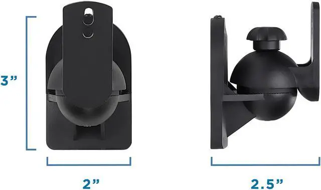 Alt view image 4 of 6 - Mount-It! Dual Low Profile Universal Speaker Wall Mounts | Set of 2