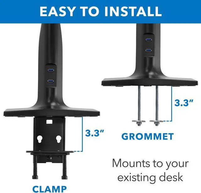 Alt view image 2 of 14 - Mount-It! Height Adjustable Sit Stand Computer Workstation | Dual Monitor Mount
