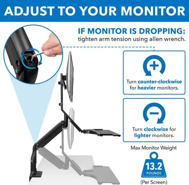 Alt view image 3 of 14 - Mount-It! Height Adjustable Sit Stand Computer Workstation | Dual Monitor Mount