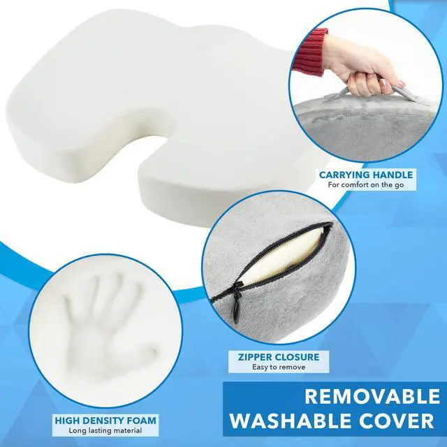 Alt view image 2 of 7 - ErgoActive Memory Foam Seat Cushion | Removable Washable Cover