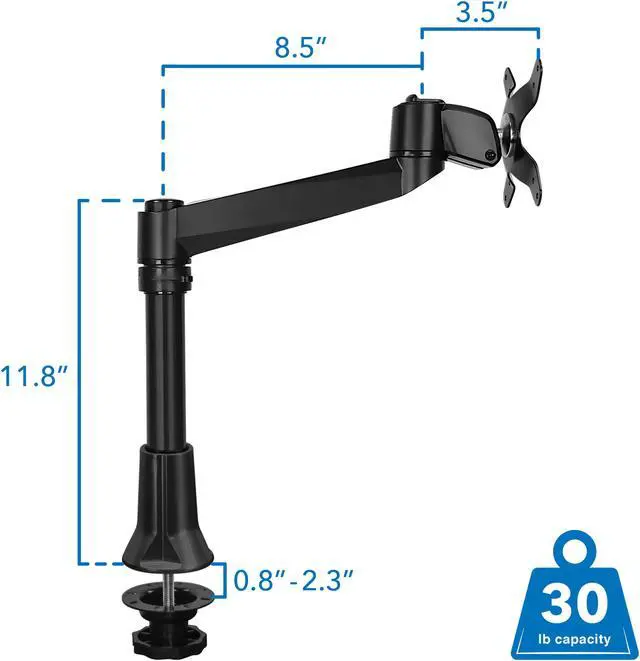 Alt view image 2 of 7 - Mount-It! Adjustable Single Monitor Desk Mount | Fits 17-32 Inch Screens