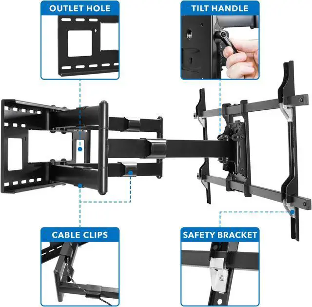 Alt view image 3 of 7 - Mount-It! Long Extension TV Mount with Soundbar Mount | Fits Screen Sizes 50" to 90" TVs | 36 inch Arm Extension