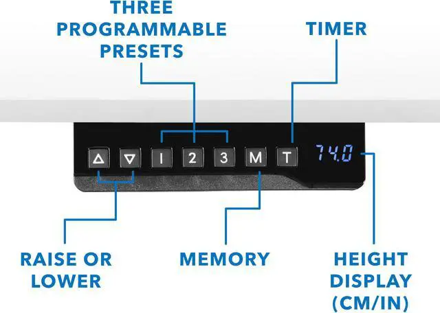 Alt view image 4 of 7 - Mount-It! Electric Standing Black Desk Frame with Extra-Wide White Tabletop