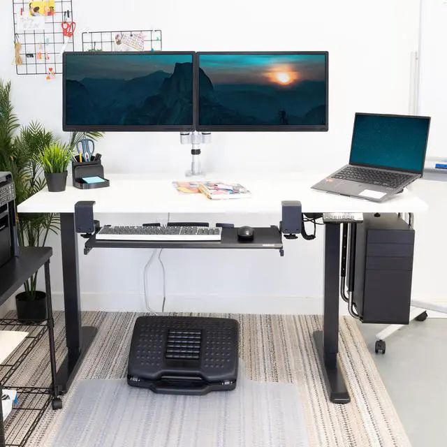 Alt view image 7 of 7 - Mount-It! Electric Standing Black Desk Frame with Extra-Wide White Tabletop