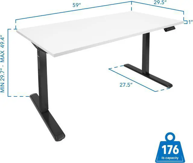 Alt view image 3 of 7 - Mount-It! Electric Standing Black Desk Frame with Extra-Wide White Tabletop