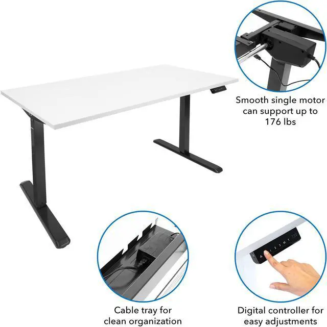 Alt view image 5 of 7 - Mount-It! Electric Standing Black Desk Frame with Extra-Wide White Tabletop