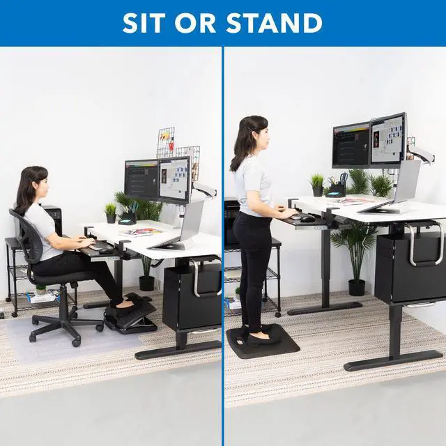 Alt view image 2 of 7 - Mount-It! Electric Standing Black Desk Frame with Extra-Wide White Tabletop