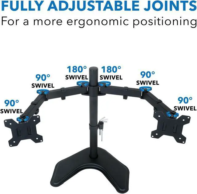 Alt view image 4 of 7 - Mount-It! Dual Monitor Mount Stand | Fits Up to 32" Screens | Full Motion VESA Arms
