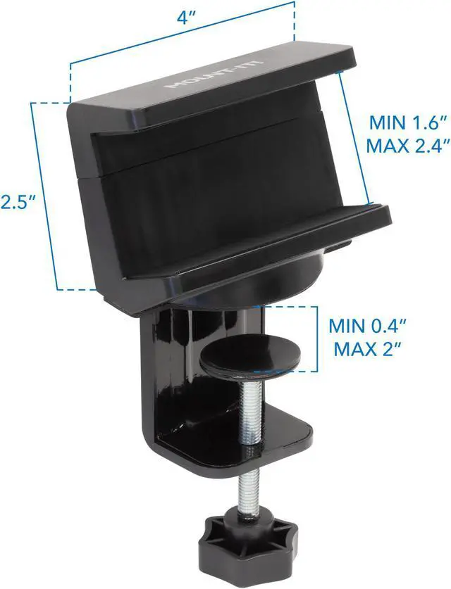 Alt view image 6 of 7 - Mount-It! Black Power Strip and Clamp Desk Mount | 3 USB and AC Ports