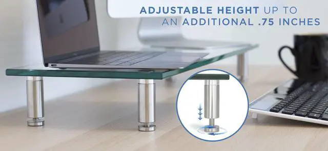 Alt view image 5 of 7 - Mount-It! Tempered Glass Computer Monitor Riser | 32" Max Screen Size | Extra Wide (27.5 Inch)