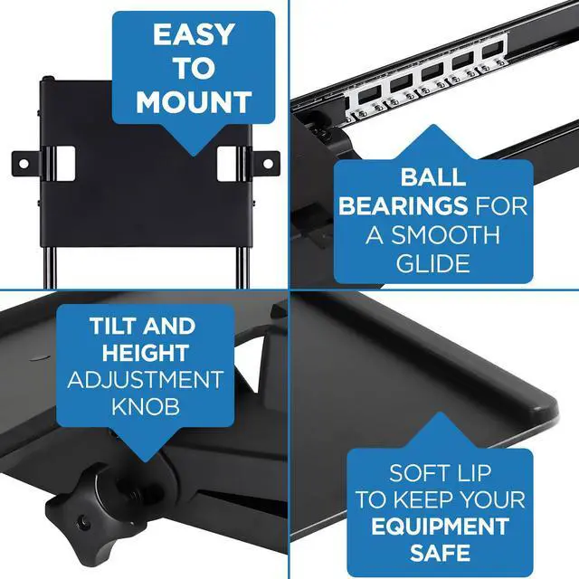 Alt view image 6 of 7 - Mount-It! Triple Monitor Mount and Keyboard Tray Bundle | Fits 24-32 Inch Screens with USB and Audio Ports