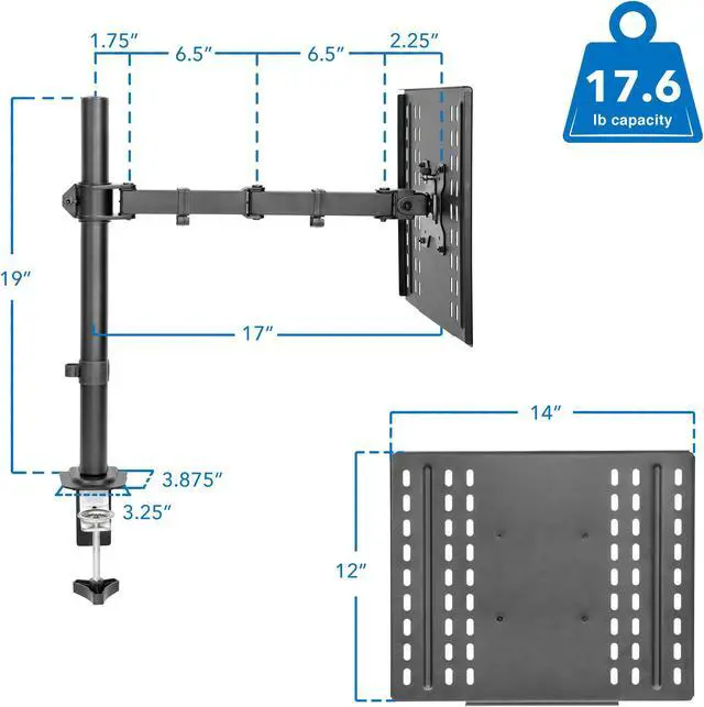 Alt view image 6 of 8 - Mount-It! Full Motion Laptop Desk Mount with Cooling Tray | 17" Max Screen Size