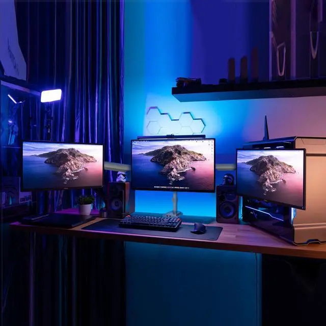 Alt view image 7 of 8 - Mount-It! Triple Monitor Mount | Built In USB and Audio Ports| Fits Up to 32" Screens
