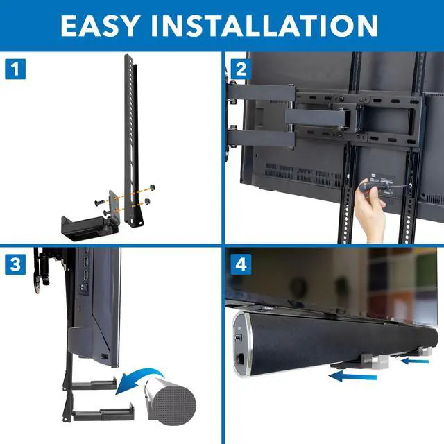 Alt view image 4 of 7 - Mount-It! Universal Soundbar Mount Brackets for TV and Wall Installation