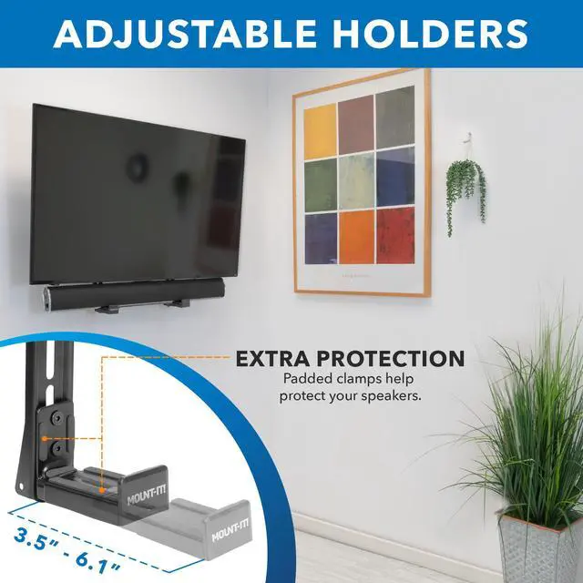 Alt view image 6 of 7 - Mount-It! Universal Soundbar Mount Brackets for TV and Wall Installation