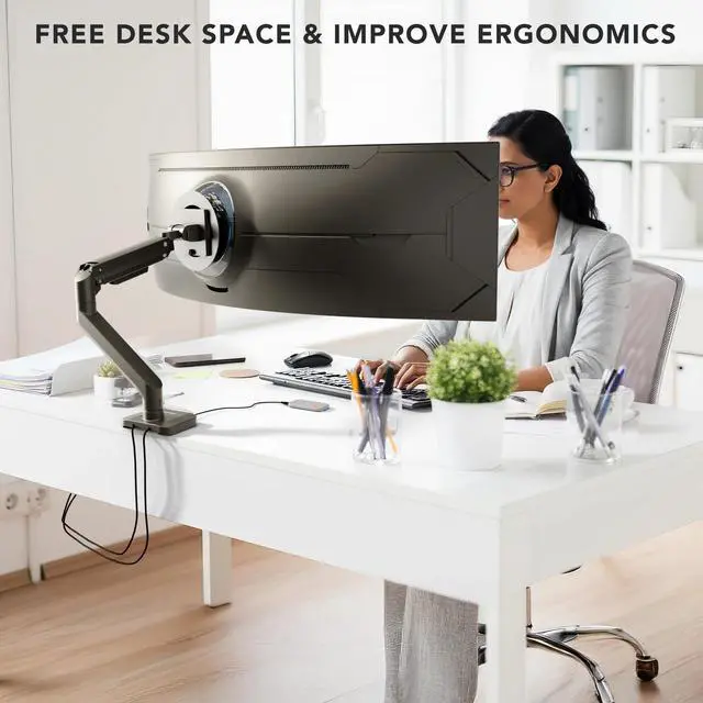 Alt view image 7 of 7 - Mount-It! Heavy-Duty Monitor Mount with Gas Spring Arm For 17" to 49" Ultrawide, Holds 44 lbs.