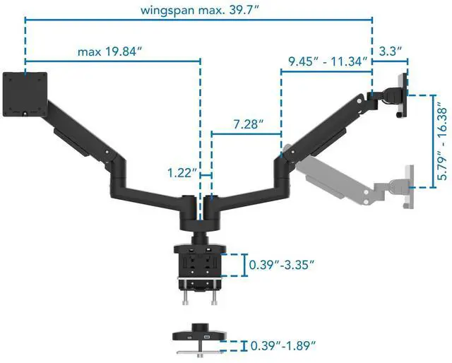 Alt view image 2 of 7 - Mount-It! Heavy-Duty Dual Monitor Mount with Gas Spring Arms (MI-12003)