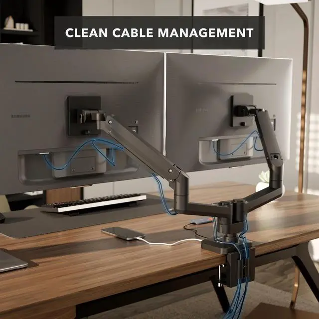 Alt view image 5 of 7 - Mount-It! Heavy-Duty Dual Monitor Mount with Gas Spring Arms (MI-12003)