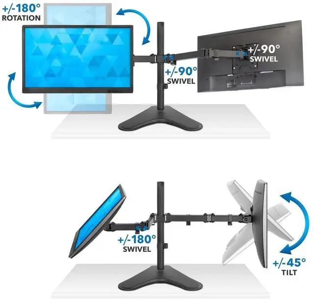 Alt view image 5 of 6 - Mount-It! Dual Monitor Mount Stand | Fits Up to 32" Screens | Full Motion VESA Arms