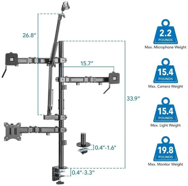Alt view image 4 of 7 - Mount-It! All-In-One Live Streaming Gaming Studio Camera Setup Stand For 17" to 32" Screens