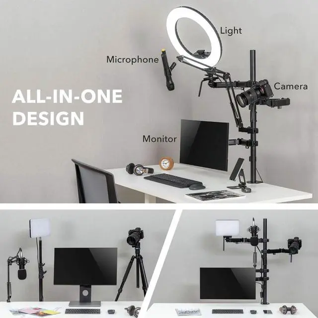 Alt view image 5 of 7 - Mount-It! All-In-One Live Streaming Gaming Studio Camera Setup Stand For 17" to 32" Screens