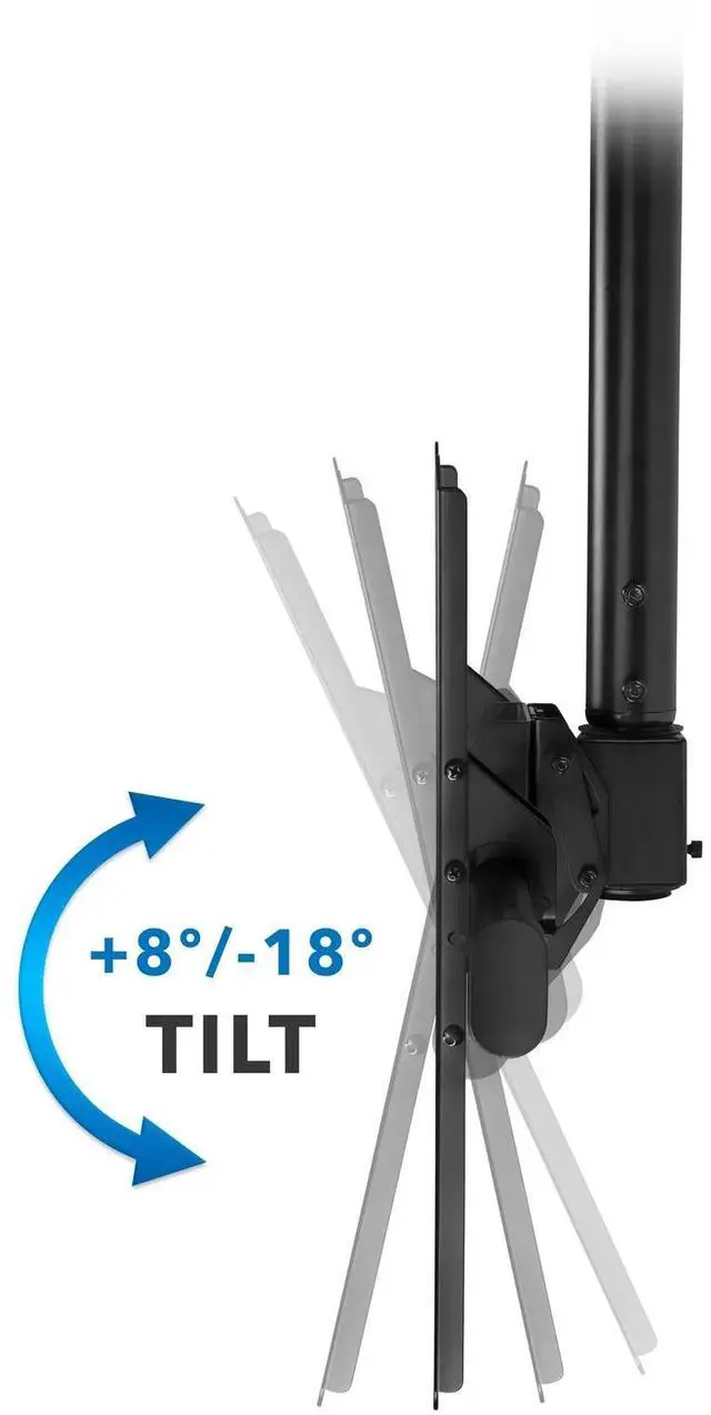 Alt view image 3 of 7 - Mount-It! Ceiling TV Mount | Fits 32"-77" TVs | Adjustable Extra Long 10 Feet Long