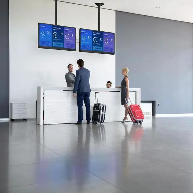 Alt view image 2 of 7 - Mount-It! Digital Signage Ceiling Mount for Two Screens | Ceiling Mount | Fits 43" to 55" Screen Size TVs | Anti-Theft